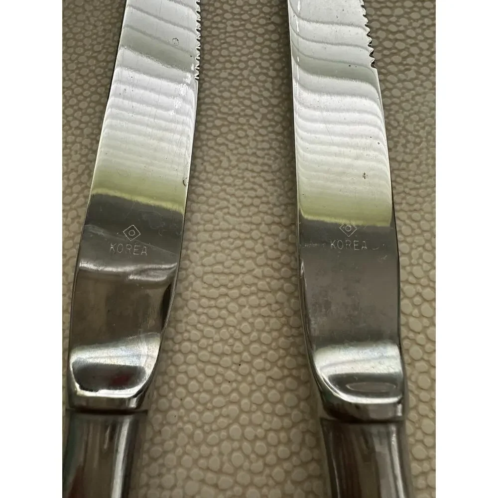Set of 3 Serrated Korea Steak Knives Stainless 9 1/8